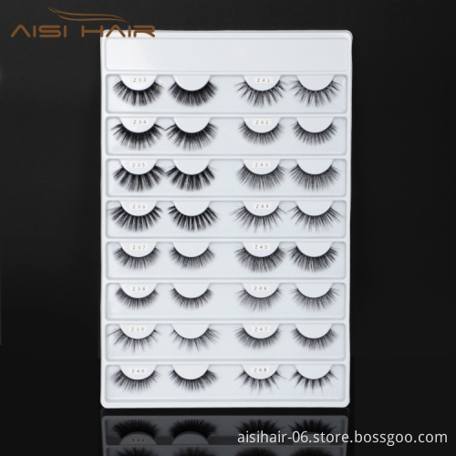 Aisi Hair 64 Styles False Lash Vendors Private Label Natural Long Black Synthetic Handmade Soft Fake Eyelashes